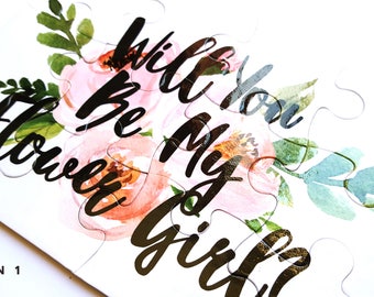 FREE SHIPPING - 2 DESIGNS Will you be my Flower Girl? Puzzle Gift Fun
