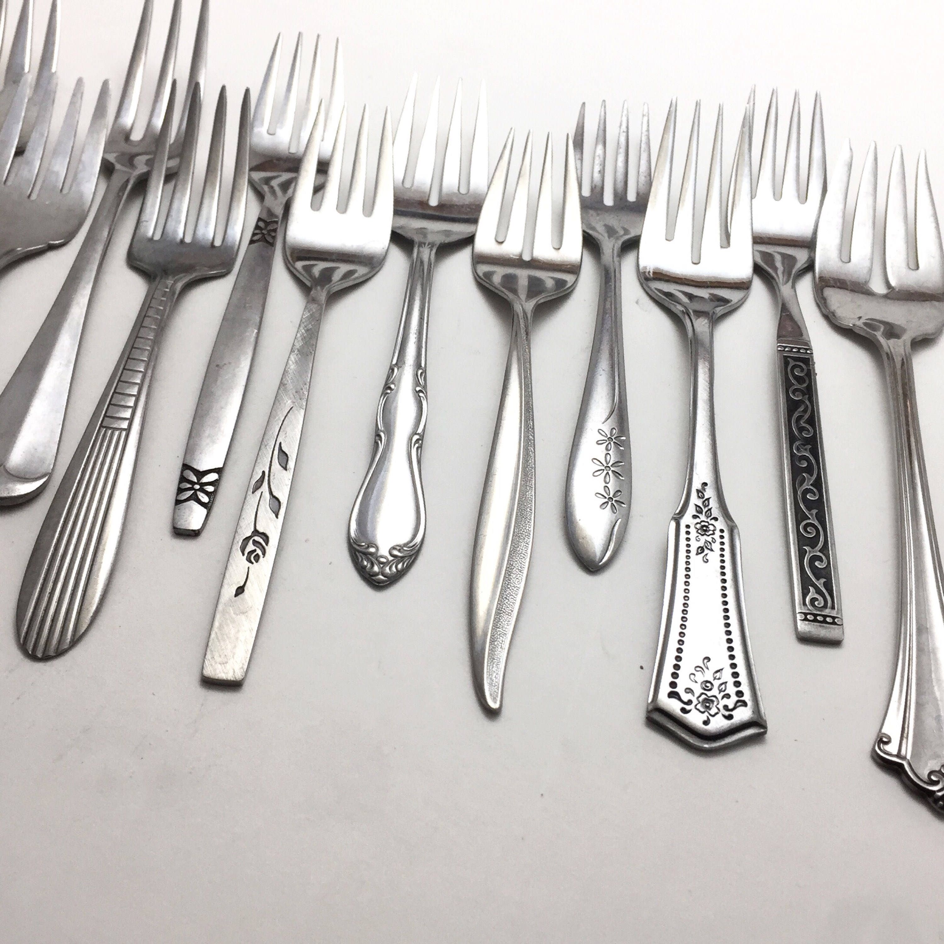 Vintage Mismatched Fancy Flatware Set of 8 Salad Forks