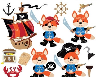 ON SALE INSTANT Download. Cpf_2_Pirate_fox. Pirates fox clip art. Personal and commercial use.