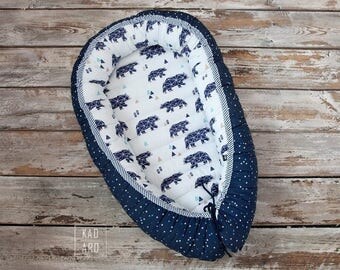 Baby nest, baby lounger, baby change pad, reversible, bears