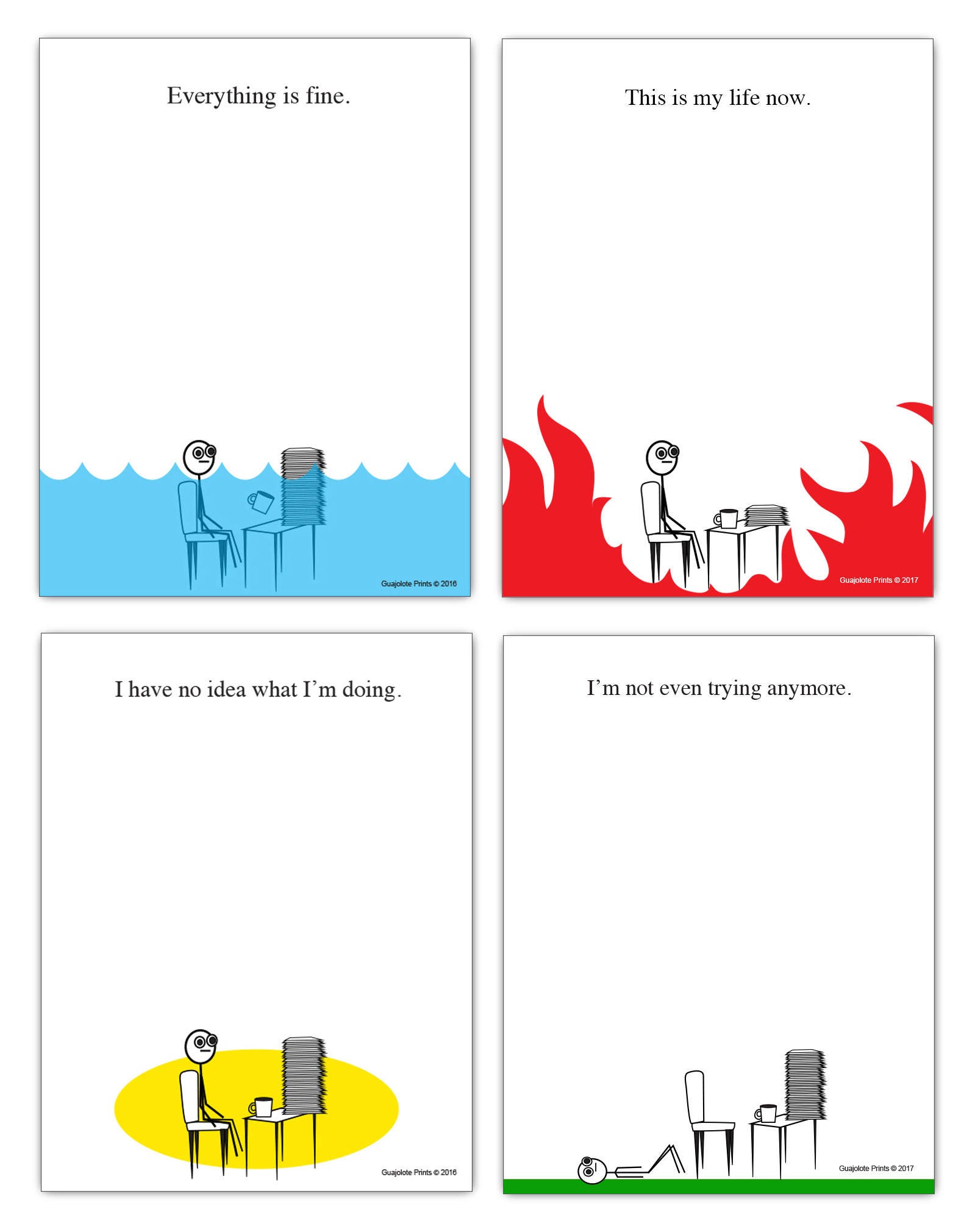 Funny Novelty Note Pads 4Pack 4.25 x 5.5 inches 50sheets