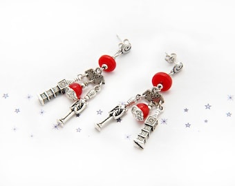 London England big ben earrings red Royal Guard