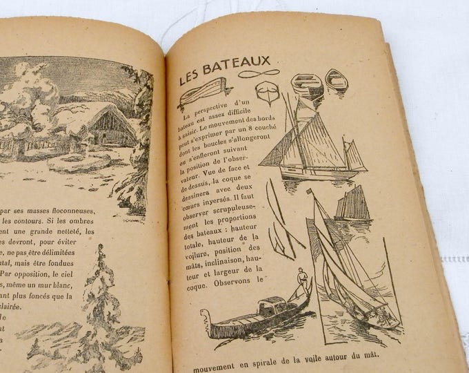 Vintage French Drawing Countryside Text Book 62 pages with 200 illustrations Printed in 1940 by Henri Laurens, Artist Educational Reference