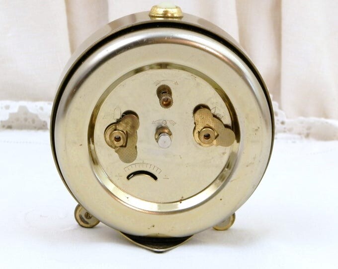 Vintage Mid Century Working Mechanical Wind-Up Alarm Clock by Jaz, Bedside French Clock, 1950 Retro Timepiece from France Vintage Mid Century Working Mechanical Wind-Up Alarm Clock by Jaz, Bedside French Clock, 1950 Retro Timepiece from France