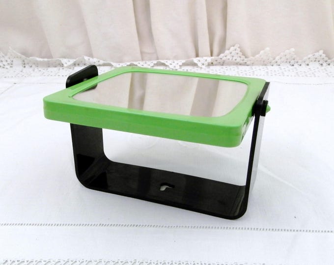 Vintage 1980s Swivel Make Up Vanity Mirror Double Sided with Green and Black Frame Free Standing or Wall Mounted, Bathroom Accessory