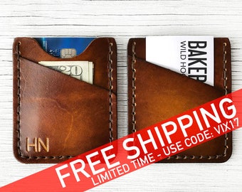 Men's Leather Wallet, Personalized - BUY IT ONCE - Personalized up to Three Characters, Initials - Durable, Slim, Thin Front Pocket Wallet