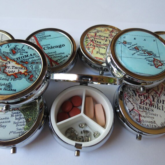 Personalized pill case round pill box gift for girlfriend