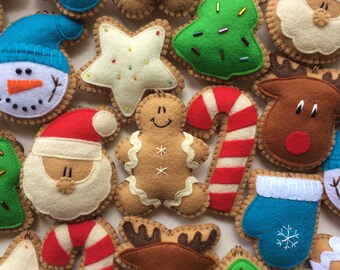 Felt Ginger Cookie Tree Ornaments-Christmas Ornaments-Christmas Tree Ornaments-Felt Christmas Ornaments-Christmas Decorations-Felt Ornaments