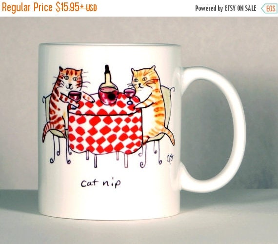 Cat Mug Funny Cat Mug Happy Hour Cats Cats Drinking Wine