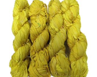 New! Sari Silk Ribbon, 100g , Color: Sun