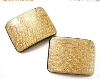 THE BIG SALE Vintage Large Gold and Matte Black Shoe Clips Simple Rectangle Sparkle Gold and Black Shoe Clips Vintage Accessories