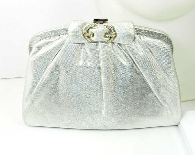 Vintage INGBER Silver Bag, Sparking Silver Evening Bag, 1950s 1960s Clutch, formal wear accessories Vintage Purse, bridal prom ball