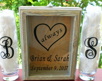 Unity Sand Ceremony Shadow Box, Chic Wedding Sand Ceremony, Sand Ceremony Box , Beach Ceremony, Barn wood Unity Ceremony Set,Unity Wedding