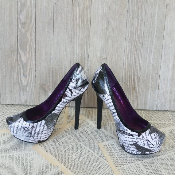 Edgar Allan Poe Heels Poe Shoes Raven Heels Raven Shoes Gothic