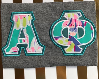 Sorority Double Letter Shirt Lilly Pulitzer Fabric - Sigma Kappa