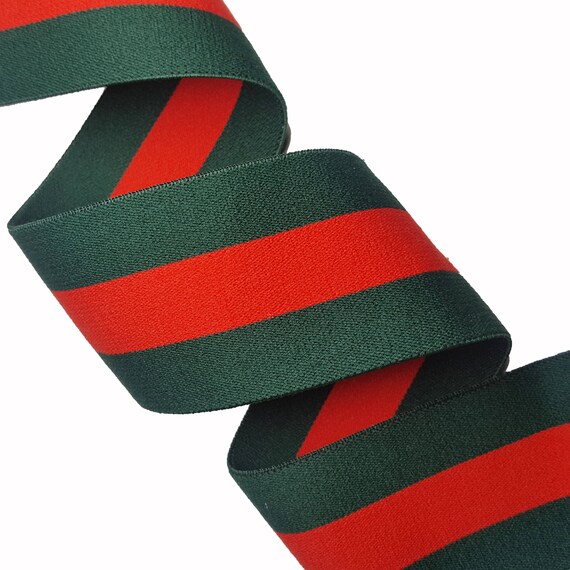 Green Red Striped Gucci Style Rubber Elastic Trim