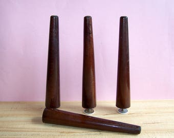 Set of 4 Tapered Wooden Table Legs, Night Table. Bedside Table. Vintage mid century Furniture Legs. Soviet Era. USSR. For your Creative Art