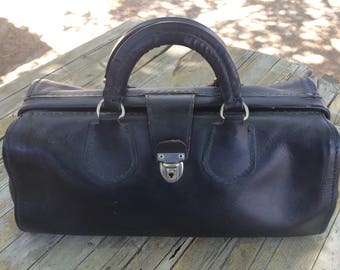 Vintage Leather Doctor Bag Medical Bag with Lock and Key
