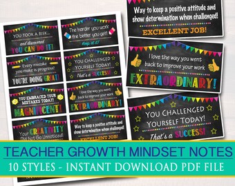Teacher Growth Mindset Notes, Printable Stickers, INSTANT DOWNLOAD, What Can I Think Instead, Teacher Student Notes, Motivational Stickers