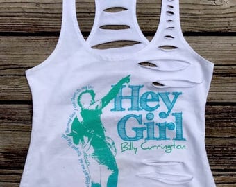BILLY CURRINGTON "Hey Girl" Custom Distressed Cropped Tank T-Shirt XS-S