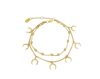 Bracelet anklet with horns summer claw sterling silver charms