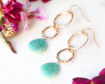 Amazonite + Gold Earrings
