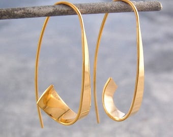 ON SALE NOW Gold Hoop Earrings - Gold Earrings - Gold Drops - Gold Dangly Earrings - Gold Drop Earrings - Hoop Earrings - Drop Hoop Earrings