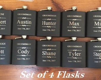 Groomsmen Gift, Engraved Hip Flask,Groomsmen Flask, Custom Flask, Best Mans Gift, Bridal Party, Wedding Party Gift, Will You Be My Groomsman