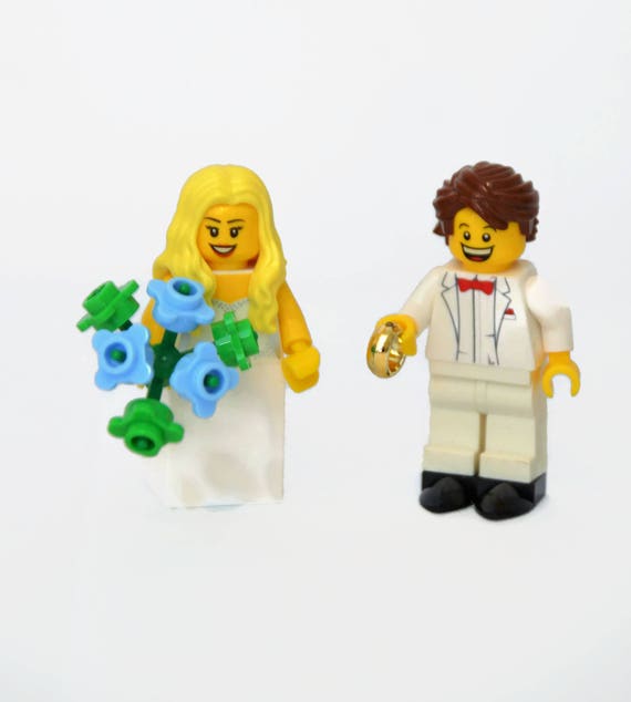 New Line Custom Lego Minifigure Bridal Couple V Wedding