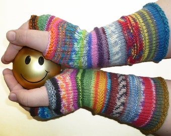 Knit Fingerless gloves | Knitted Fingerless Mittens | Long Arm Warmers | Hand Warmers | Boho Glove | Wrist Warmers