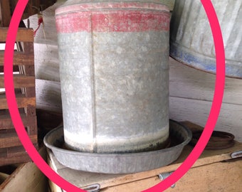 Vintage Chicken Feeder/Water Dispenser, Galvanized Steel