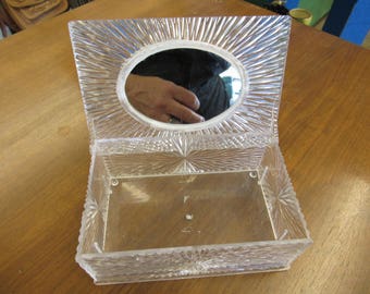 Vintage Plastic Jewelry Box with Mirror