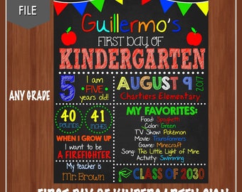 First Day of School Sign - First Day of Kindergarten - Any Grade - Boy's First Day of School Sign - First Day of School Chalkboard - School