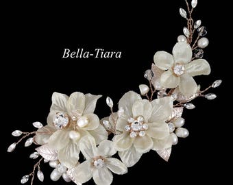 Stellar Rose Gold and Rhinestone hair comb 67607 main image 1