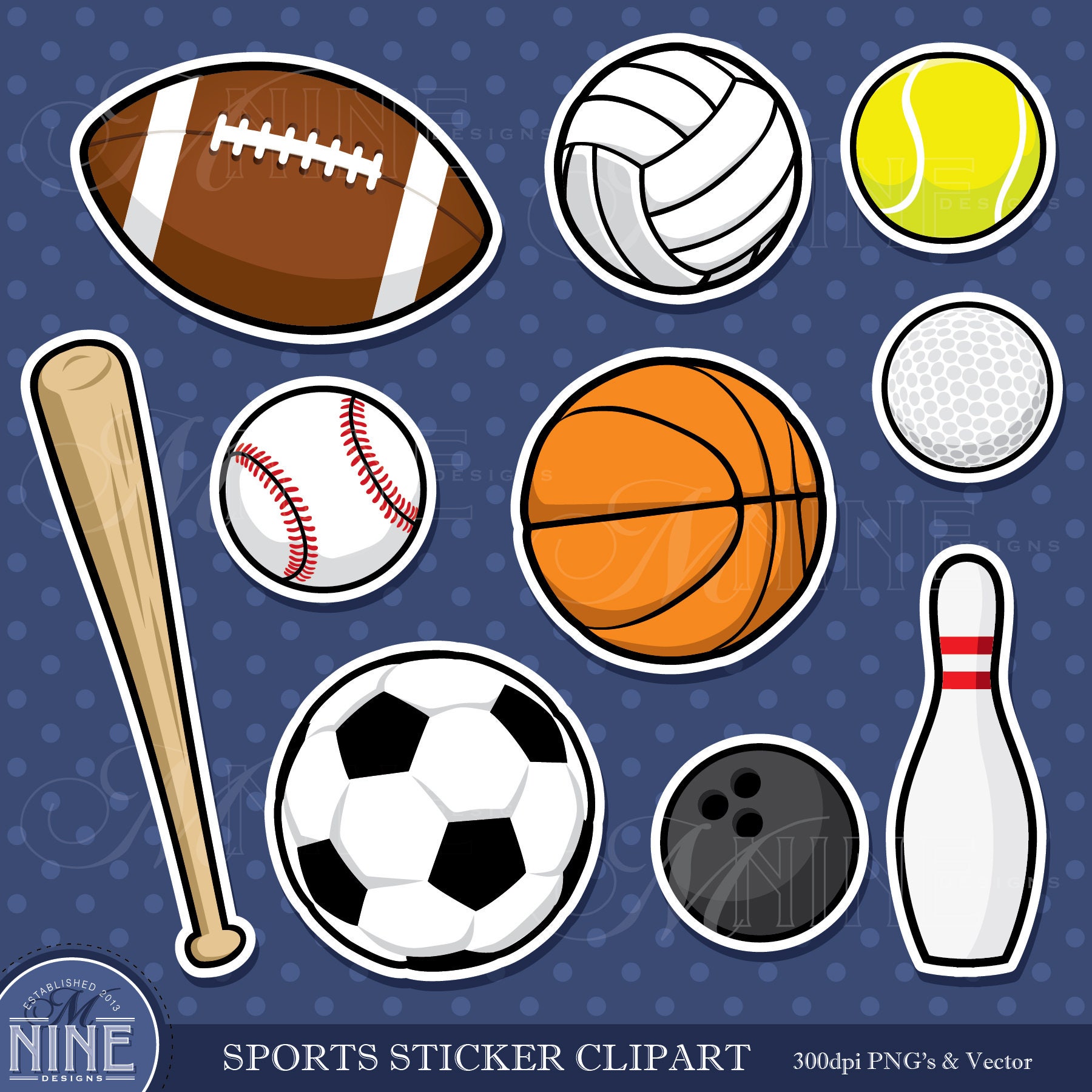 SPORTS Sticker Clip Art / SPORTS BALL Clipart Downloads