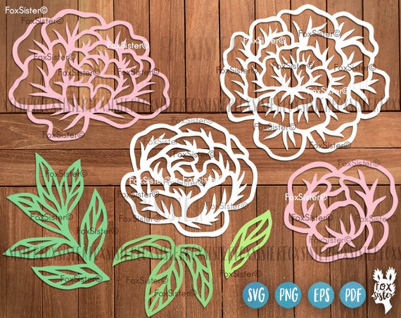 Download SVG Flowers Peonies svg Bundle 7 Papercut Templates