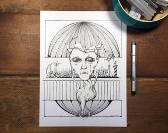 Saul - Pen and Ink Illustration 9x12 Original Art