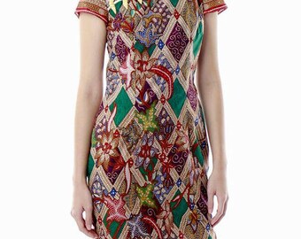 Red Dress, Indonesia Traditional Batik,Cotton Batik, Maxi Dress, Ethnic Handmade Dress, Batik Dress, Party Kaftan Dress, Dahayu Dress
