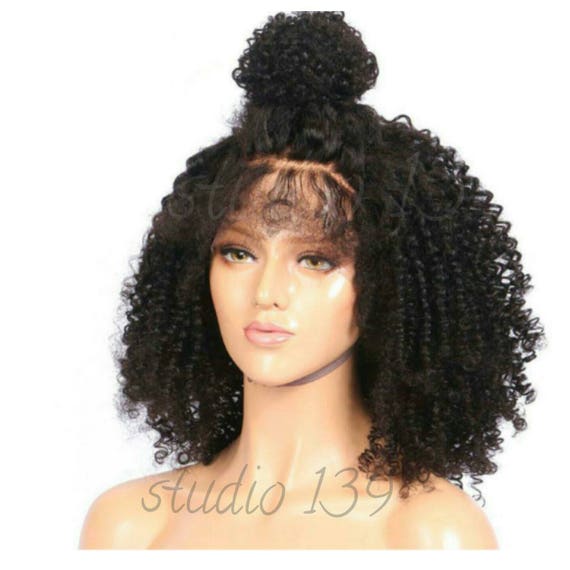 Beautiful kinky curly Afro Human Hair lace front wig