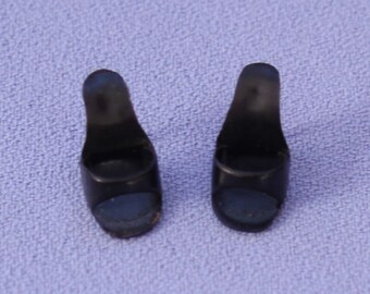 Vintage Barbie Black Open Toe Shoes, NM