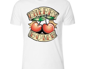 Cherry Bomb Men's White T shirt