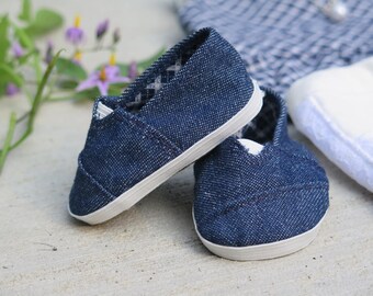 Denim 18 Inch Doll Shoes - Toms-Style Doll Shoes - Doll School Shoes - American Made Girl Doll Clothes - Pixie Faire Janes - Doll Sneakers
