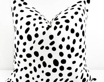 SALE Black Pillow. Sofa Throw Pillow cover. Dalmatian print pillows. Animal print.Cushion Covers.Pillow Case.1 piece. cotton.Select size