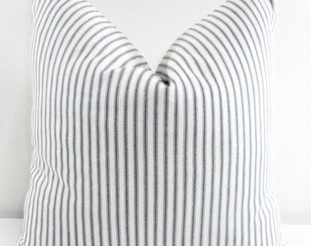 SALE Classic Stripe Pillow Cover. Navy Blue and White. Sofa Pillow Cover. Sham cover.Cushion Covers.Pillow Case.1 piece. cotton.Select size