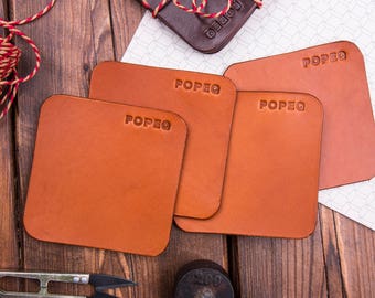 Leather Coasters (4 in set), Drink coasters, Full Grain Leather, Leather table decors, Housewarming Wedding Anniversary Gift