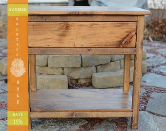 15% OFF SUMMER SALE!! Elegant Nightstand / Rustic End Table / Bedroom Furniture / Rustic Night stand - Early American Stain