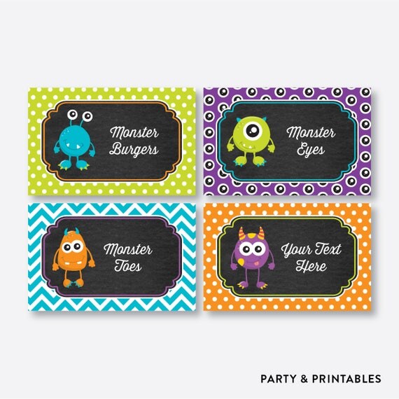 Instant Download Editable Monster Food Labels Monster Food