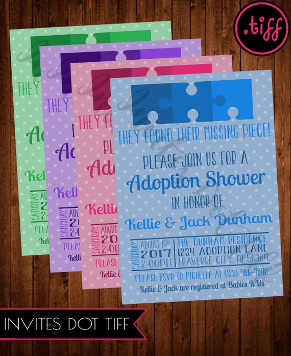 Missing Puzzle Piece Adoption Shower Invitation Printable Missing Puzzle Piece Adoption Shower Invitation Printable