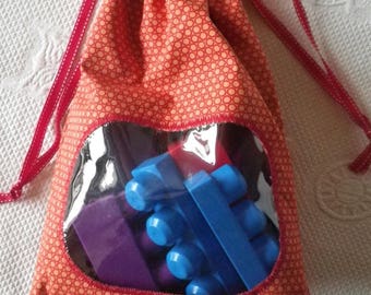Pochette011 - Pouch / bag orange and red window