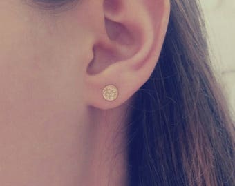 Vacation-Sale- Gold Stud Earrings, 14K Gold Studs, Circle Stud Earrings, Hammered Earrings, Minimal Gold Studs, Dainty Gold Earrings, Simple